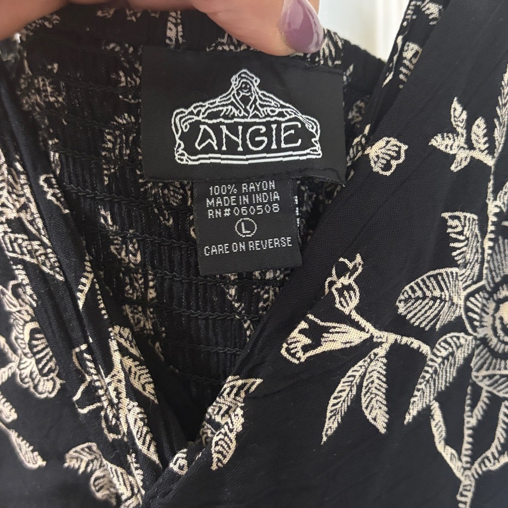 Angie Black Wide Leg Jumpsuit with Cream Floral Print - Picture 4 of 7